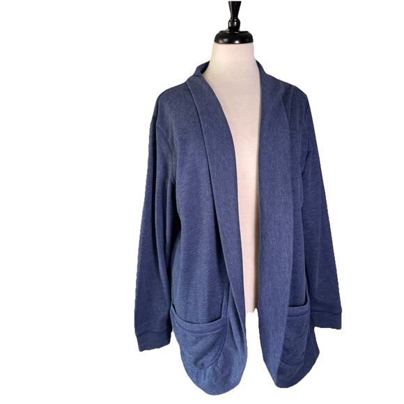 Tommy Bahama Cardigan Sweater Women’s Large Blue Cotton Open Front - Picture 1 of 6